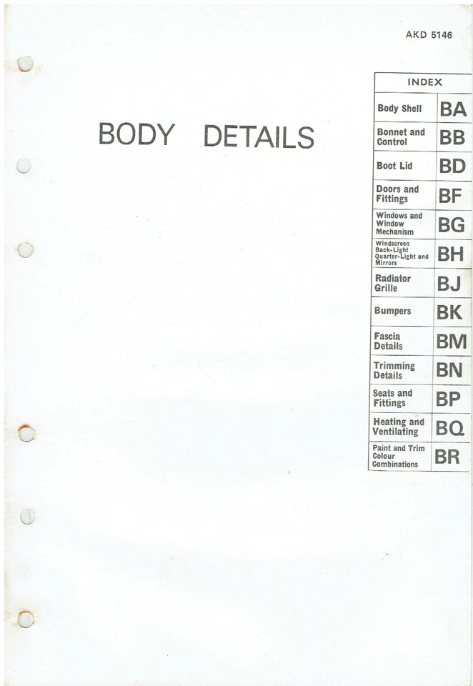 MINI 850 1000 CLUBMAN 1275GT '59-71 ORIGINAL FACTORY BODY & TRIM PARTS CATALOGUE - Image 1 of 1