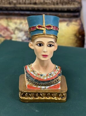 "Estatua hecha a mano del busto de la reina Nefertiti, figura del antiguo faraón egipcio de 3""" Foto 1 de 4