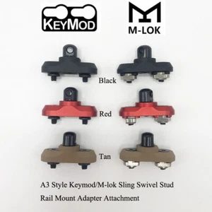 A3 Style Black/Red/Tan QD Swivel Stud Mount Adapter for Keymod/M-lok Rail System - Picture 1 of 21