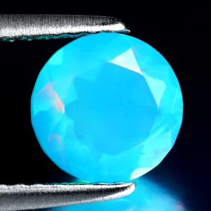 0,81 ct super hervorragender runder (7 x 7 mm) beheizter Äthiopien blauer Opal Edelstein - Bild 1 von 2