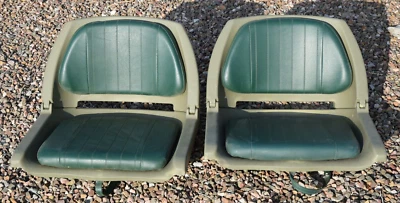 SET OF TWO SEATS  Wise Marine Boat Folding Fishing Seat 8WD139-713-T Green Vinyl - Image 1 of 4