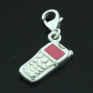 Dije/colgante plateado rosa esmaltado para teléfono móvil - Imagen 1 de 1