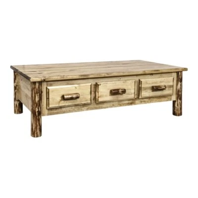 Montana Woodworks Glacier Country Wood Coffee Table in Brown Lacquered - Image 1 of 4