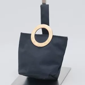CELINE Mini Pouch Hand bag Circle Logo Navy Authentic - Picture 1 of 24