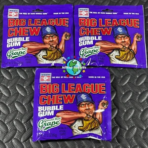 PAQUETE DE 3 CHICLES TRITURADOS PARA MASTICAR GRANDES LIGAS "BOLA MOLIDA UVA" béisbol - Imagen 1 de 3