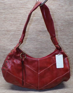 Bandolino Red Pebbled Leather Handbag Shoulder Bag Purse - Picture 1 of 10