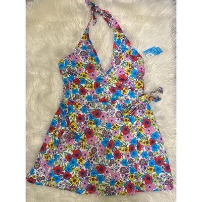 Draper James RSVP Brillante Floral Halter Una Pieza Vestido de Natación Acolchado NUEVO Mediano Foto 1 de 4