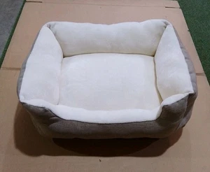 Faux Linen Beige & Fur Snug Medium Dog Bed Approx 70x58x20cm  - Picture 1 of 6