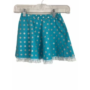 Unbranded Blue Metallic Polka Dot Lace Trim Mini Skirt Kid’s Youth - Picture 1 of 3
