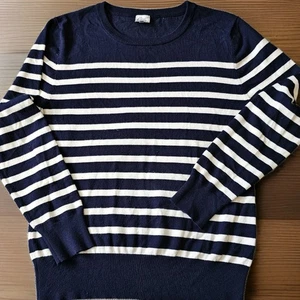 CIELO Navy White Stripe Sweater XL Boatneck Pullover 70% Viscose Nautical... - Picture 1 of 6