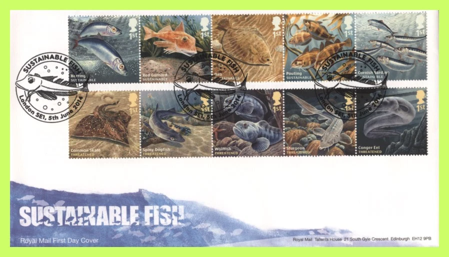 G.B. 2014 Sustainable Fish set on u/a Royal Mail First Day Cover, London SE1 - Image 1 of 1