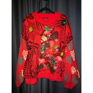 Ugly Christmas Sweater Xmas Size XL Flamingo - Picture 1 of 4