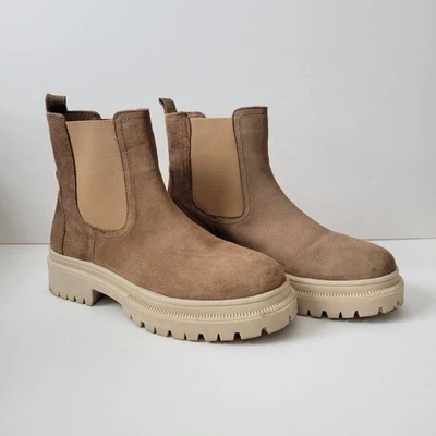 Botines de cuña Serra para mujer gamuza marrón tostado botas cortas con suela de combate - talla 7 Foto 1 de 4