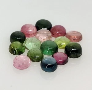 Natural Multi Tourmaline Round Shape Cabochon Lot 8.40 Ct Size is 4.5 to 5 mm - Picture 1 of 9