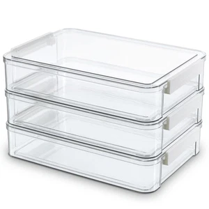 Citylife 3 PCS 9 x 13 Plastic Storage Bins with Lids and Latches, Portable Ar... - Picture 1 of 7