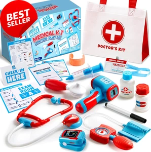 Kids Doctor Kit 16-Piece Pretend Medical Playset with Bag & Stethoscope - Picture 1 of 12