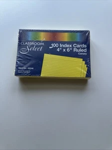 100 Index Cards Classroom Select® Brand Index,4x6 Ruled, Canary - Picture 1 of 1