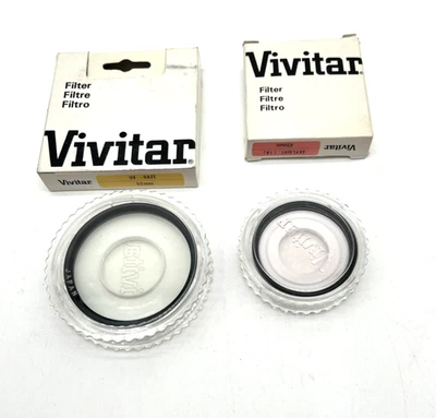 2 - Vivitar Lens Filters 62mm UV Filter &49mm Skylight (1A) Boxes & Holders GUC - Image 1 of 4