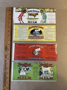4 Pre-1950s Evaporated Milk Labels James W. Houston W. H. Duhne INV-AQ1132 - Picture 1 of 24