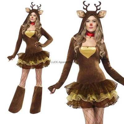 Halloween Reindeer Animal Role Play Costume Christmas Night Party Cosplay Outfit - Image 1 of 4