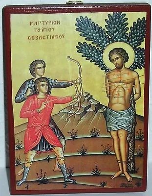 Santo SEBASTIAN Icono Icon Ikona Iconos Ortodoxo Icoon Sebastiano Icone • 17.58€