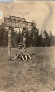 Vintage RPPC Postcard Kids Man Continental Divide Bluebell Mine Sign Helena MT  - Picture 1 of 3