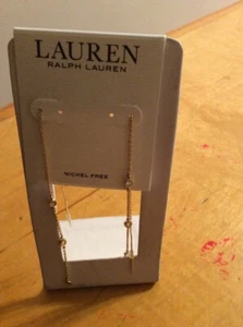 NWT Sample Lauren Ralph Lauren gold  tone threader with clear crystals F55 - Picture 1 of 6
