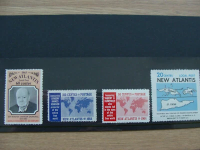 4 Different MNH New Atlantis micronation Leicester Hemingway Jamaica - Image 1 of 3