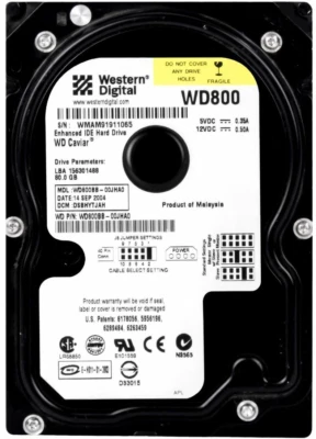 Western Digital Caviar WD800BB 80GB 7200RPM Ata / Pata / Ide 2MB Cache 3.5 " - Immagine 1 di 3