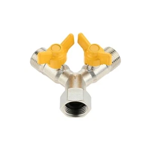 3 Way Switching Valve 1/2 Inch Switch Brass Tee Connector Fit For Garden Hoses - Picture 1 of 6