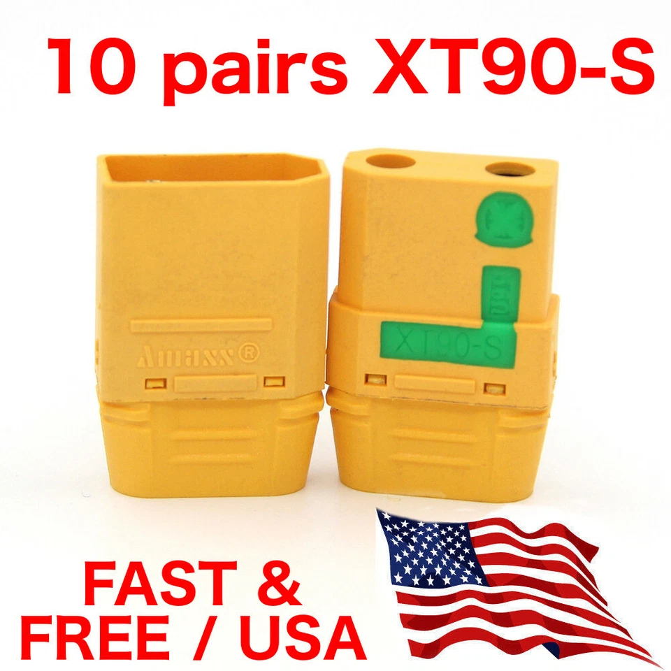 10 pairs AMASS XT90-S 90A Anti Spark 4.5mm Connector Plug Upgrade XT90 XT90S - Image 1 of 1