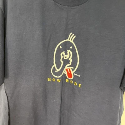 Camisa De Colección How Rude Adulto Extra Grande Azul Doodle Dibujo Actitud Años 90 Nueva de Lote Antiguo Foto 1 de 3