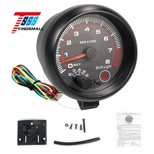 3.75" 95mm 12V Car Tachometer Gauge Meter LED Shift Light 0-8000 RPM Universal - Picture 1 of 11