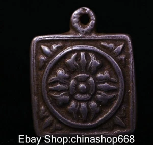 1.8" Rare Old Tibetan Meteorite iron Buddhism Faqi Eight Diagrams Amulet Pendant - Picture 1 of 9