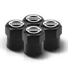 4x Black Alloy Tire Air Valve Stem Cap Fits Most Nissan Cars, Trucks & SUVs 