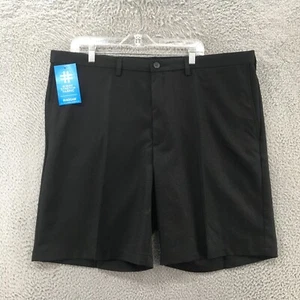 Haggar Chino Shorts Mens 42W Black Expandable Waist UV Protection Quick Dry NEW - Picture 1 of 12