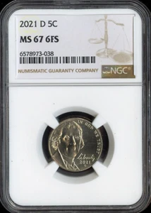 2021 D Jefferson Nickel 5C NGC MS67 FS BUSINESS Quality - Picture 1 of 2