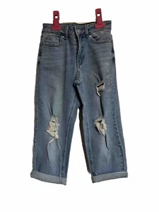MAURICES | Evsies Girls Blue Wash Mid-Rise Boyfriend Distressed Jeans SZ 9 - Picture 1 of 11