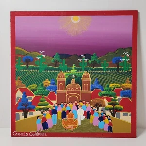 Vintage Carmelo Gutierrez lebendige Volkskunst Lateinamerika Hochzeit Dorf Szene #JK 2 - Bild 1 von 5