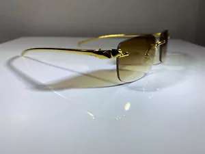 Randlose Herren-Sonnenbrille mit goldenem Drahtgestell & teefarbenen Farbverlaufsgläsern - Bild 1 von 3