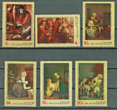 RUSSIA,USSR:1974 SC#4262-67 MNH Foreign paintings in Russian museums  AF1384 - Image 1 of 2