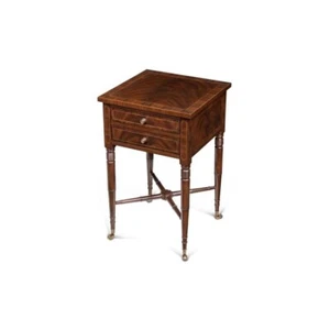 Maitland Smith Dixon End Table – Crotch Mahogany & Rosewood with Brass Accents - Picture 1 of 8