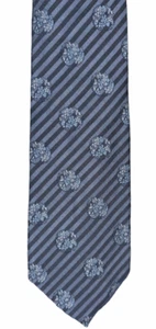 UNGARO Seidenkrawatte dünne blaue diagonale Streifen mit Blumen - Neu ohne Etikett - Bild 1 von 5