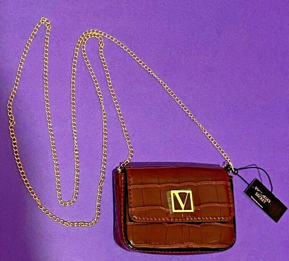 Nuevo Bolso Bandolera VICTORIA'S SECRET Carmesí Croc Micro Hombro con Etiqueta Foto 1 de 4