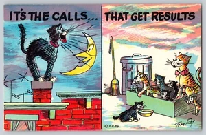 Postcard Cats Artist Signed Tony Roy It's The Calls That Get Results Unposted - Picture 1 of 2
