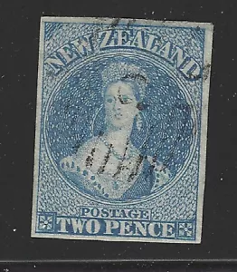 FRANCOBOLLO NUOVA ZELANDA #8 -- 2p REGINA. VICTORIA -- 1858 -- USATO - Foto 1 di 2