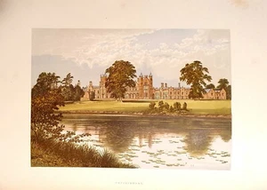 1880 Old Print = CAPESTHORNE HALL = Castelli Gran Bretagna = CROMOLITOGRAFIA V3 - Picture 1 of 1