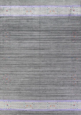 Grey Gabbeh Area Rug Hand-knotted Wool Rug 9x12 ft for Living Room - Image 1 of 4