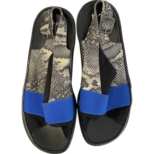 Sandalia Thierry Rabotin Pitón Piel de Serpiente Azul Correa al Tobillo Mujer Talla US 9.5 EU 40 - Imagen 1 de 12