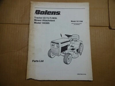 Tractor Bolens G11LT con accesorio cortacésped 1011GM Manual de catálogo de piezas 11/82 Foto 1 de 4